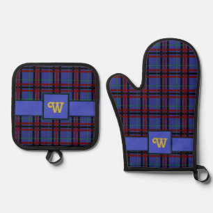 Jewel-Toned Plaid Oven Mitt & Pot Holder Set