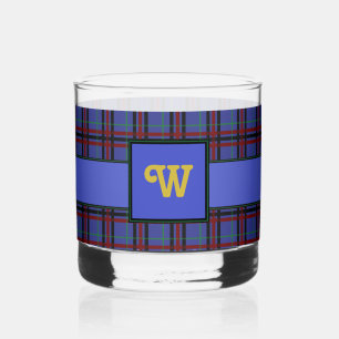 Jewel-Toned Plaid Whiskey Glass