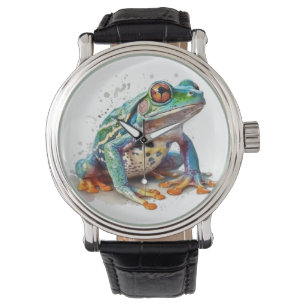 Jewel-Toned Watercolor Frog Watch