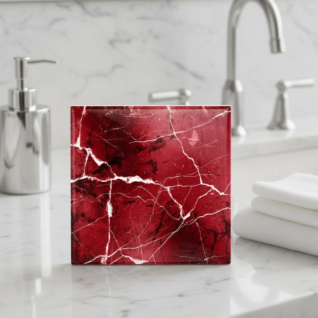 Jewel Tones Marble Abstract Ruby Red D1288 Tile (Creator Uploaded)