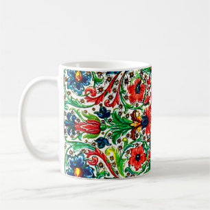 Jewel Tones Mediaeval Manuscript Flowers Scrolls Coffee Mug