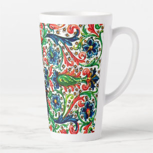 Jewel Tones Mediaeval Manuscript Flowers Scrolls Latte Mug