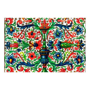 Jewel Tones Mediaeval Manuscript Flowers Scrolls Photo Print