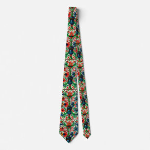 Jewel Tones Medieval Manuscript Flowers Scrolls Tie