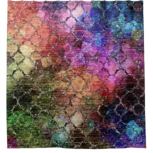 Jewel Tones Shimmery Abstract Pattern Shower Curtain