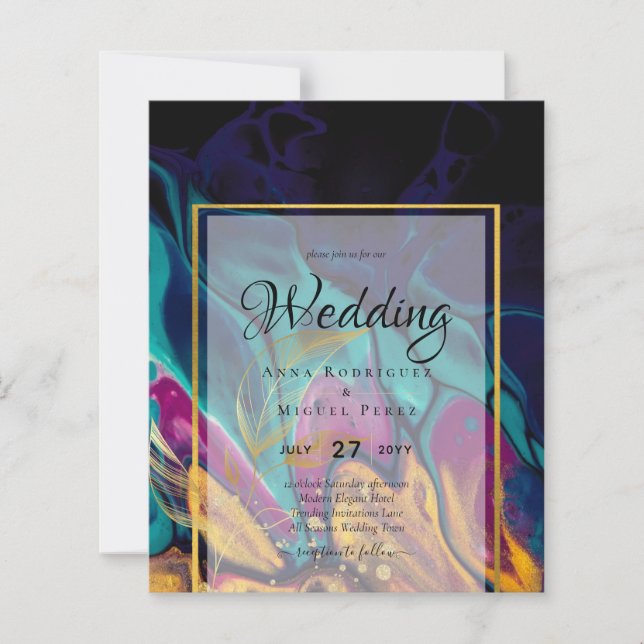 Jewel Tones WEDDING INK Plum Purple Teal Navy Gold (Front)