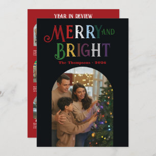 Jewel Tones "Year in Review" Photos Christmas Holiday Card