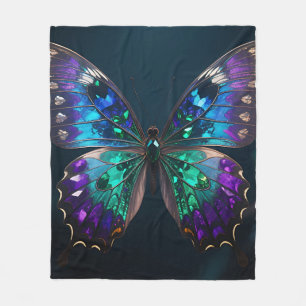 Jeweled Butterfly Wings Iridescent Blue Purple Fleece Blanket