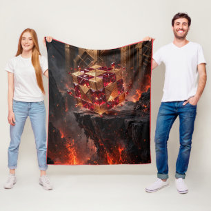 Jeweled Cube on the Volcanic Precipice Fleece Blanket