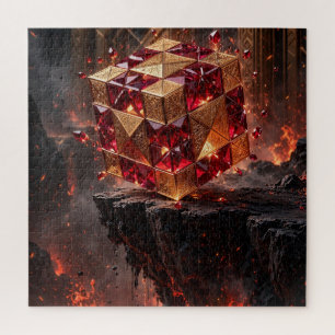 Jeweled Cube on the Volcanic Precipice Jigsaw Puzzle