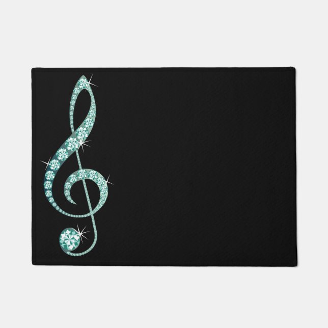 Jeweled Rhinestone Music Note Rug (Front)