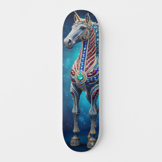 Jeweled Unicorn Skateboard (Front)