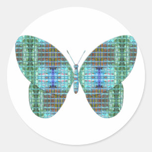 Jewelled Butterfly glass effect Classic Round Sticker