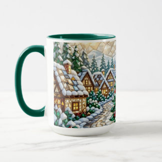 Jewelled Christmas Village Emerald Tree Crystal Mug