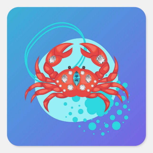 Jewelled Crab Square Sticker (Front)