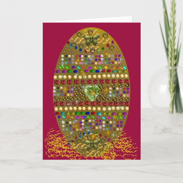 Jewelled Easter Egg Holiday Card (Front)
