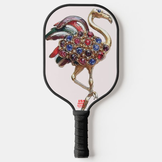"Jewelled Flamingo" Pickleball Paddle (Front)