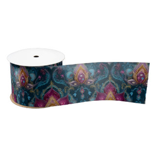 Jewelled Floral  Satin Ribbon