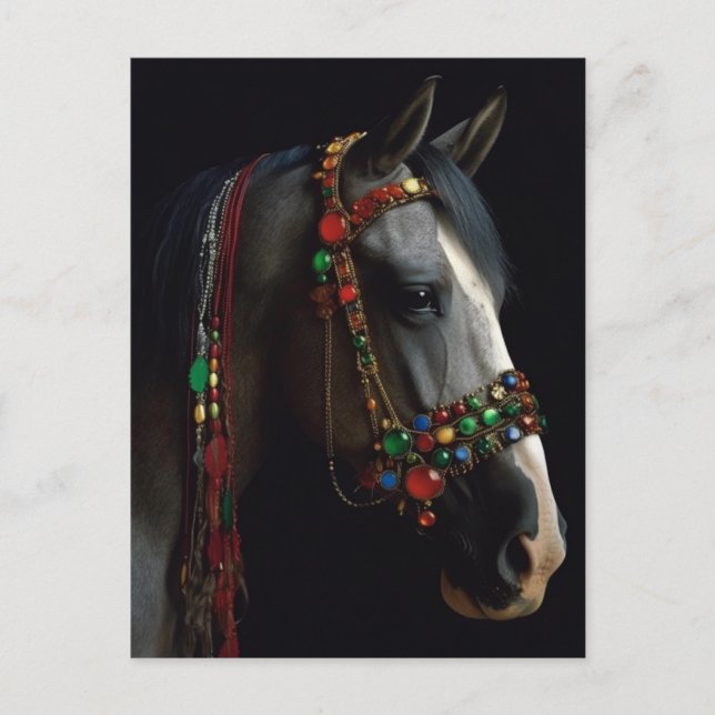 Jewelled Halter Horse Postcard (Front)