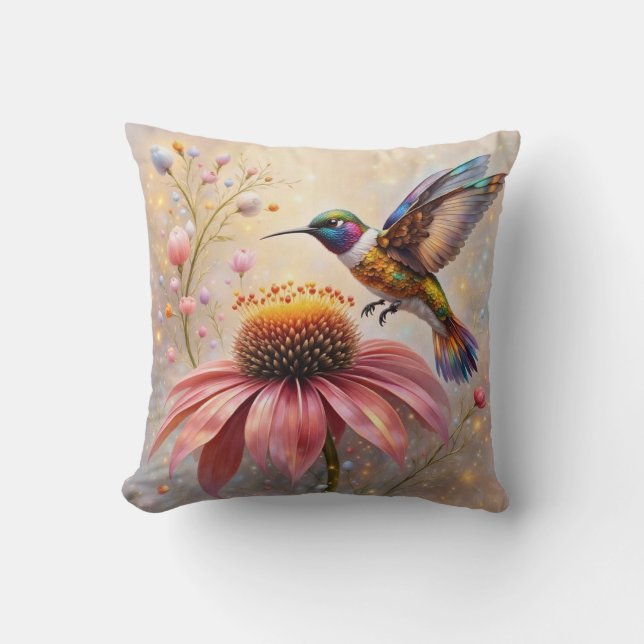 Jewelled Hummingbird Pillow (Front)