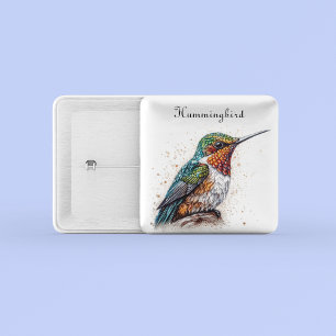 Jewelled Hummingbird Serenade, custom 15 Cm Square Badge