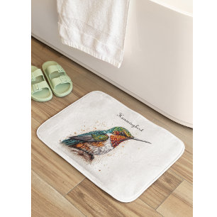 Jewelled Hummingbird Serenade, custom Bath Mat