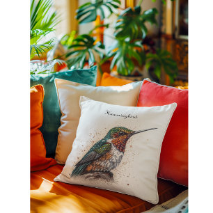 Jewelled Hummingbird Serenade, custom Cushion