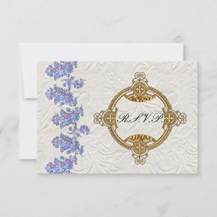 Jewelled Lavender Leaves Wedding RSVP Card