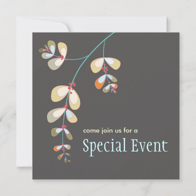 Jewelled Leaves Invitation (Front)