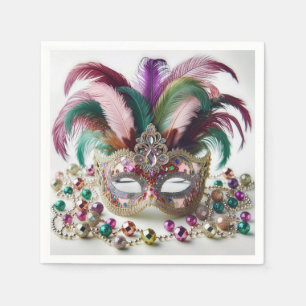 Jewelled Mardi Gras Mask  Napkin