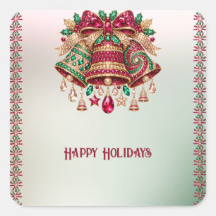 Jewelled Ornate Bells Holiday Stickers