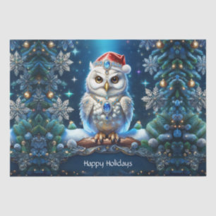 Jewelled Owl with Santa Hat Tissue Paper