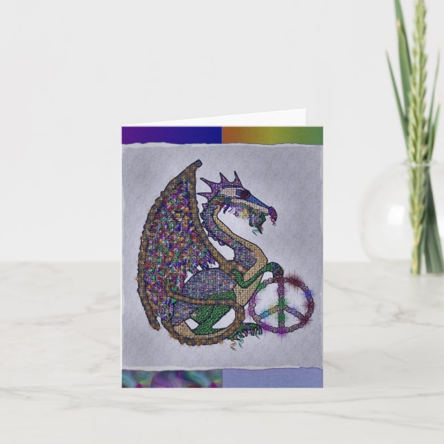 Jewelled Peace Dragon Holiday Card (Front)