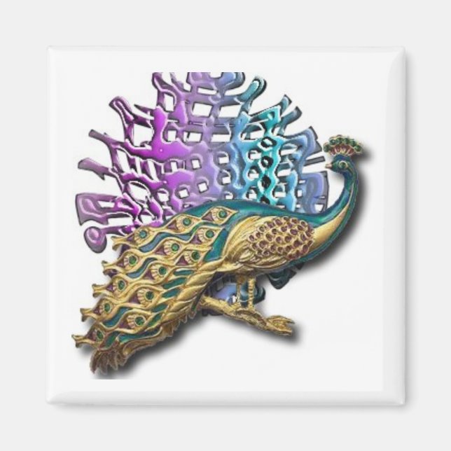 Jewelled peacock magnet (Front)