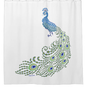 Jewelled Peacock Shower Curtain