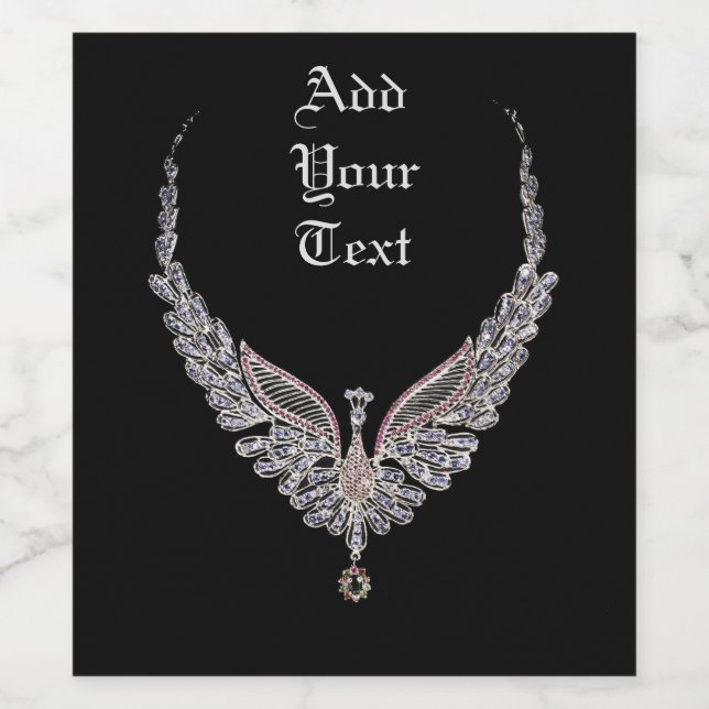Jewelled Peacock Wine Label (Single Label)