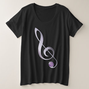 Jewelled Rhinestone Music Note Plus Size T-Shirt