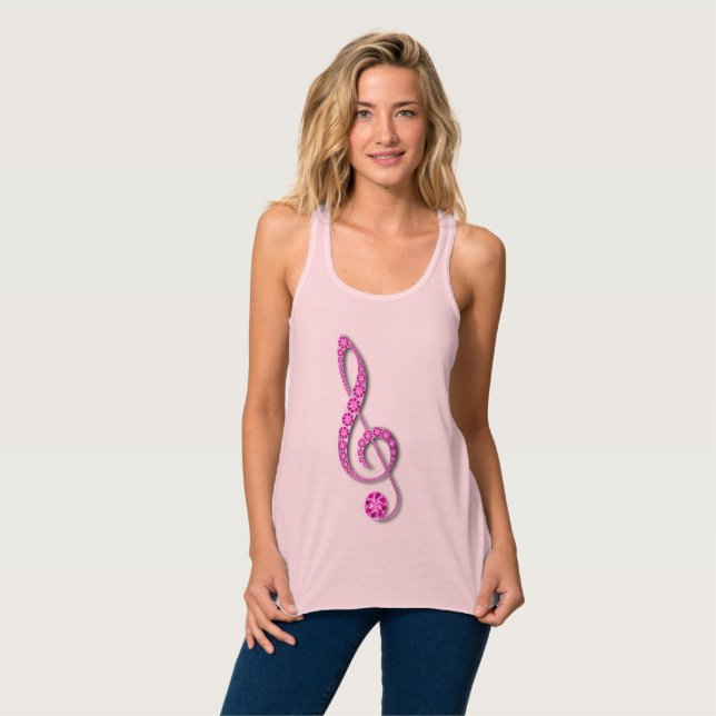 Jewelled Rhinestone Music Note Singlet (Front Full)