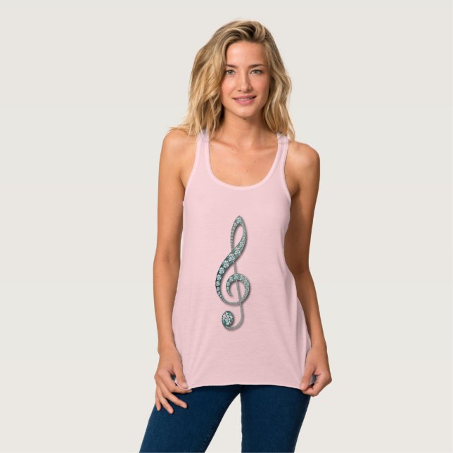 Jewelled Rhinestone Music Note Singlet (Front Full)