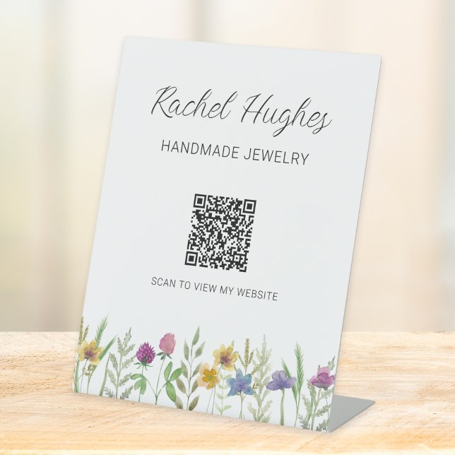 Jeweller Floral Display QR Code Pedestal Sign (Creator Uploaded)