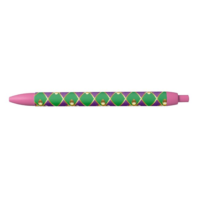 Jewellery Background Mardi Gras Black Ink Pen (Front)