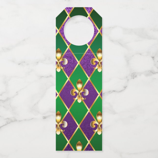 Jewellery Background Mardi Gras Bottle Tag (Front)
