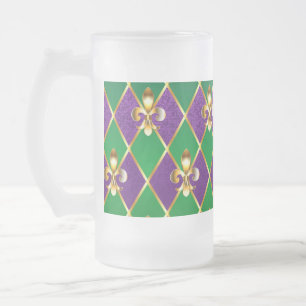 Jewellery Background Mardi Gras Frosted Glass Beer Mug