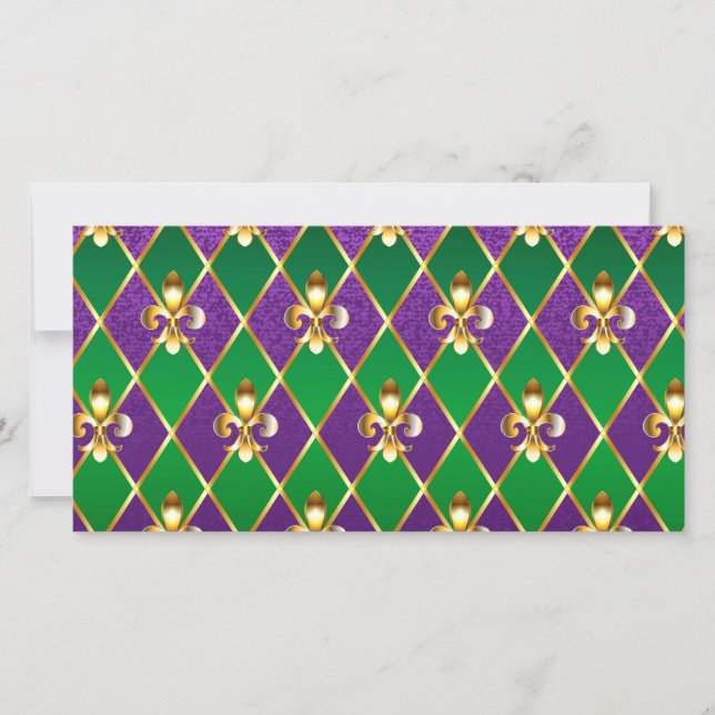 Jewellery Background Mardi Gras Holiday Card (Front)