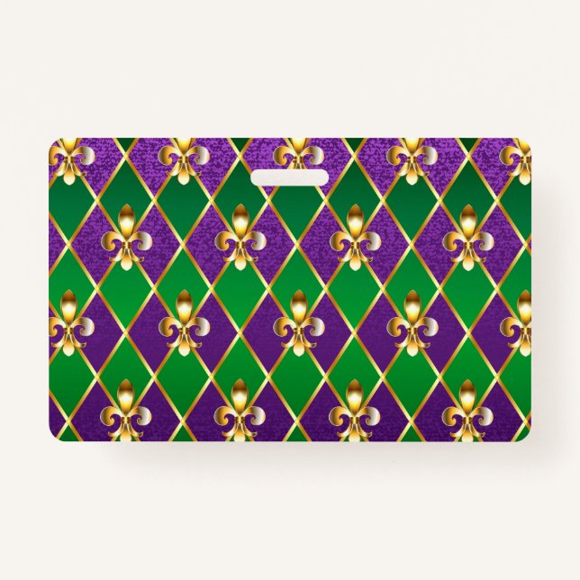 Jewellery Background Mardi Gras ID Badge (Front)