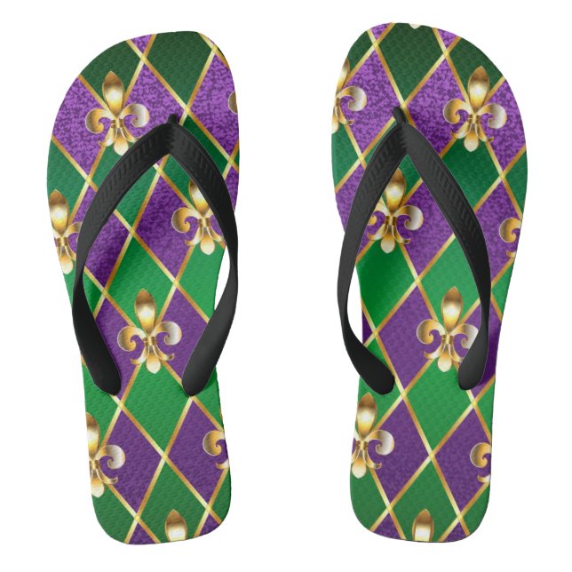 Jewellery Background Mardi Gras Jandals (Footbed)