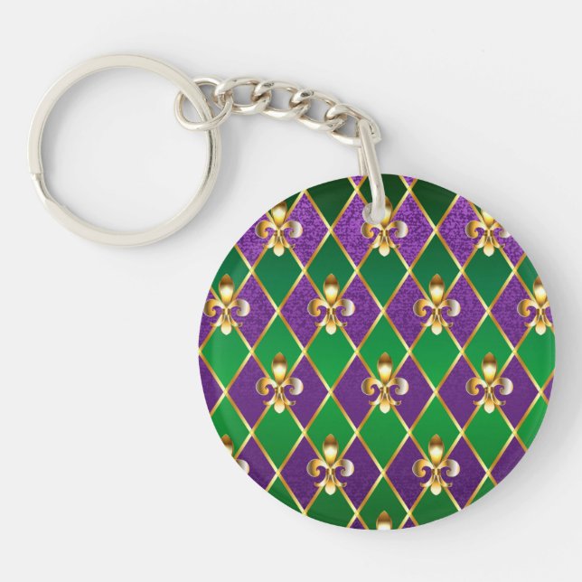 Jewellery Background Mardi Gras Key Ring (Front)
