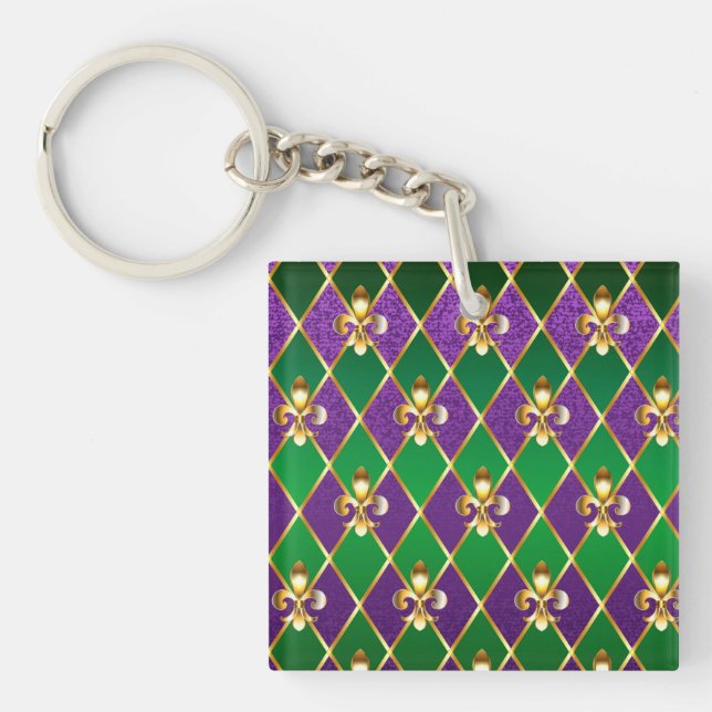 Jewellery Background Mardi Gras Key Ring (Front)