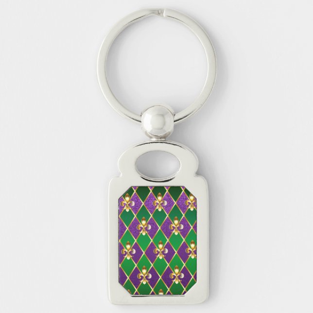 Jewellery Background Mardi Gras Key Ring (Front)