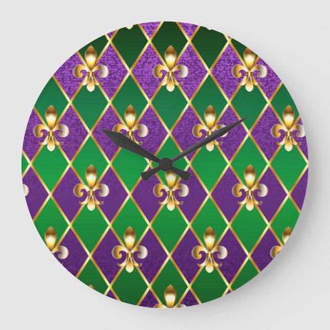 Jewellery Background Mardi Gras Large Clock (Front)
